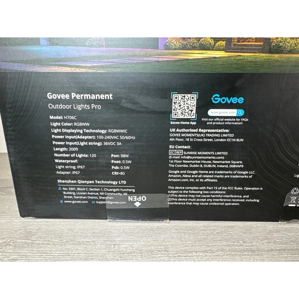 Govee Permanent Outdoor Lights- White- 200 Feet- Model H706C- NIB
